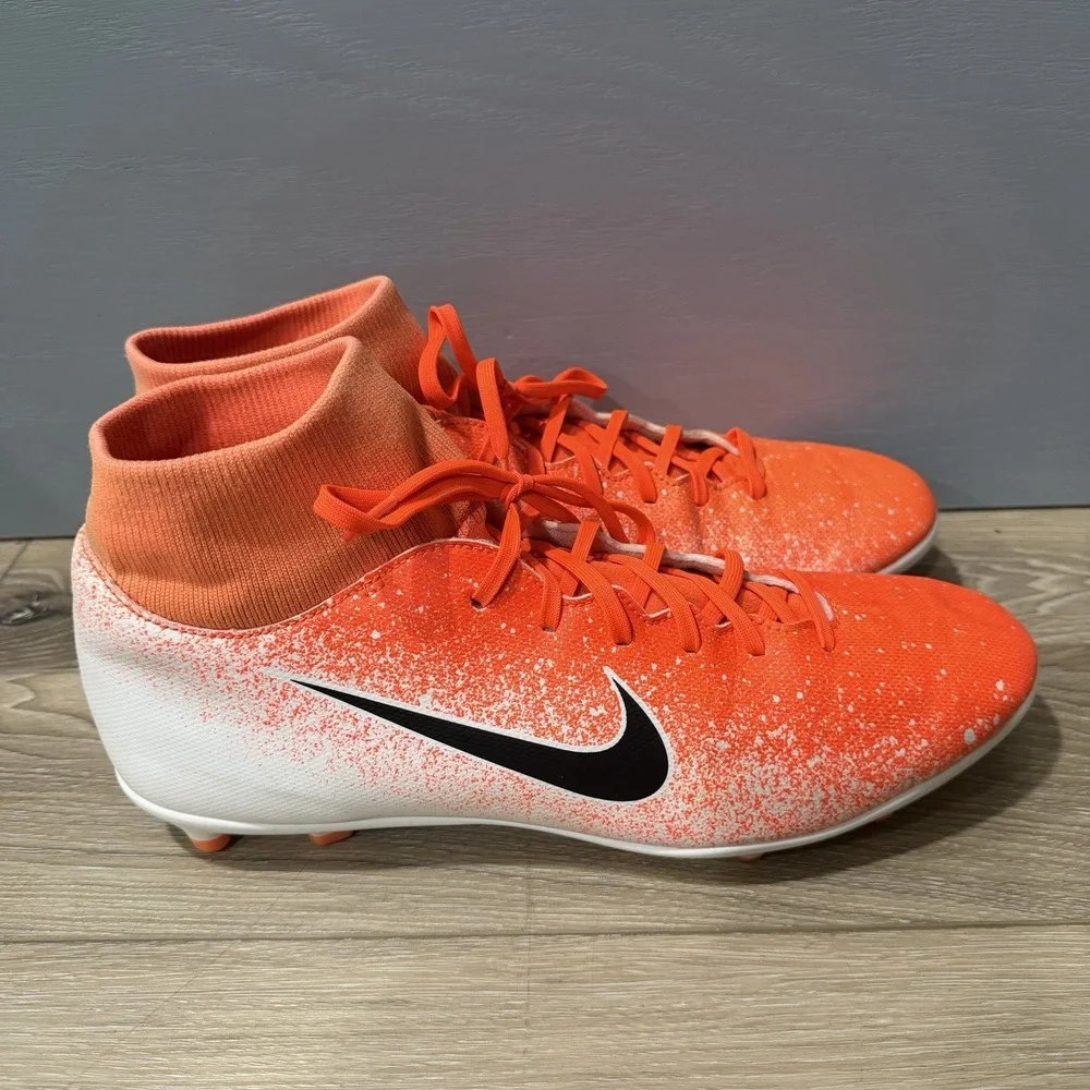 Nike Mercurial Superfly 6 Elite FG Soccer Cleats Orange White AH7365-801 Mens 13